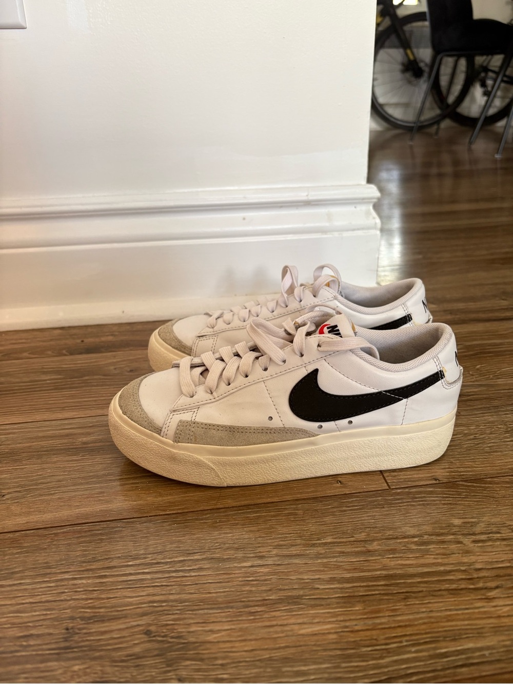 Nike White and Black Platform Low-Top Sneakers